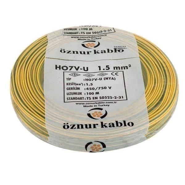 1,5mm NYA (H07V-U) KABLO  SARI/YEŞİL