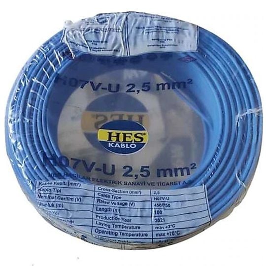 2,5mm NYA (H07V-U) KABLO  MAVİ